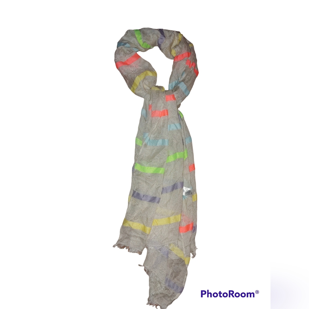 GAP Lightweight Sheer Colorful Striped Scarf
